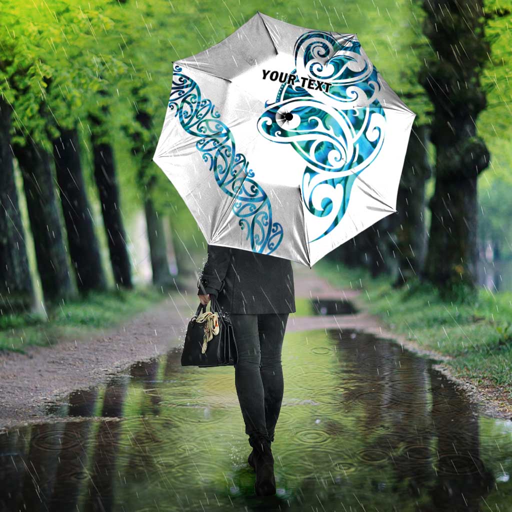 All White Maori Tribal Tattoo Personalised Umbrella Polynesian Style - Polynesian Pride
