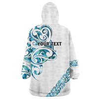 All White Maori Tribal Tattoo Personalised Wearable Blanket Hoodie Polynesian Style