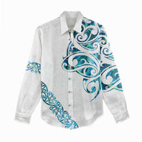 All White Maori Tribal Tattoo Personalised Women Casual Shirt Polynesian Style