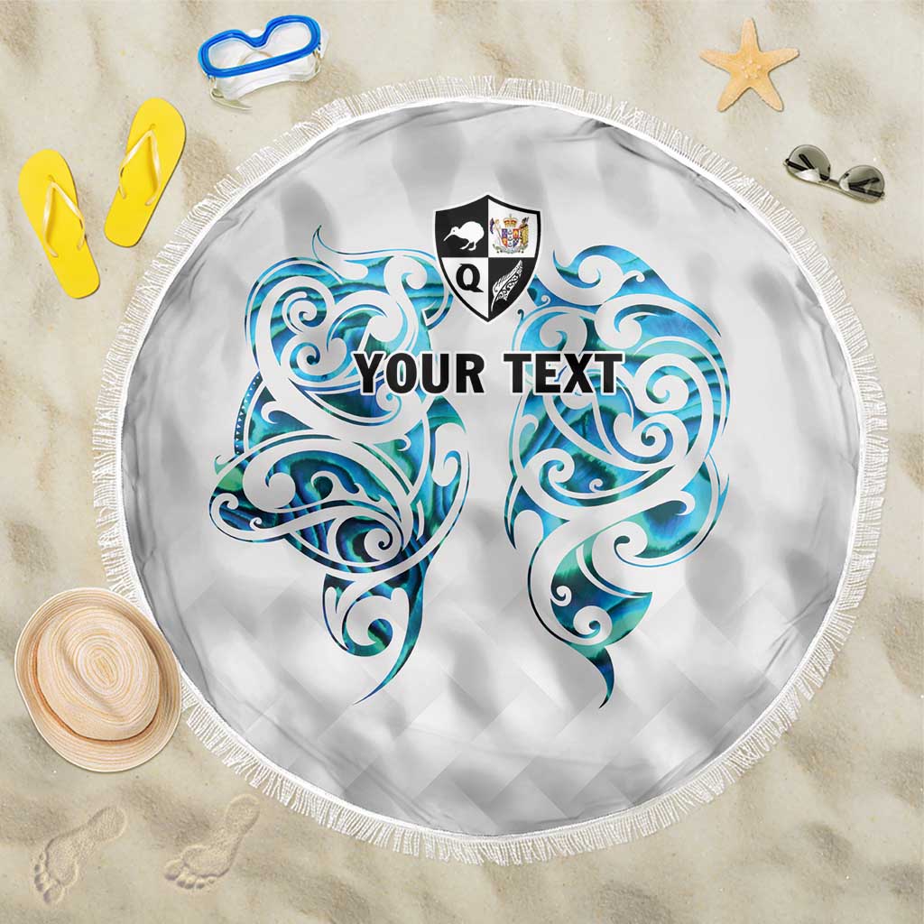 Queensland Maori Kiwi Personalised Beach Blanket Ma Kakariki Papua Shell Maori Tribal Tattoo LT9 One Size 150cm White - Polynesian Pride