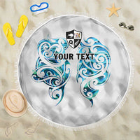 Queensland Maori Kiwi Personalised Beach Blanket Ma Kakariki Papua Shell Maori Tribal Tattoo LT9 One Size 150cm White - Polynesian Pride
