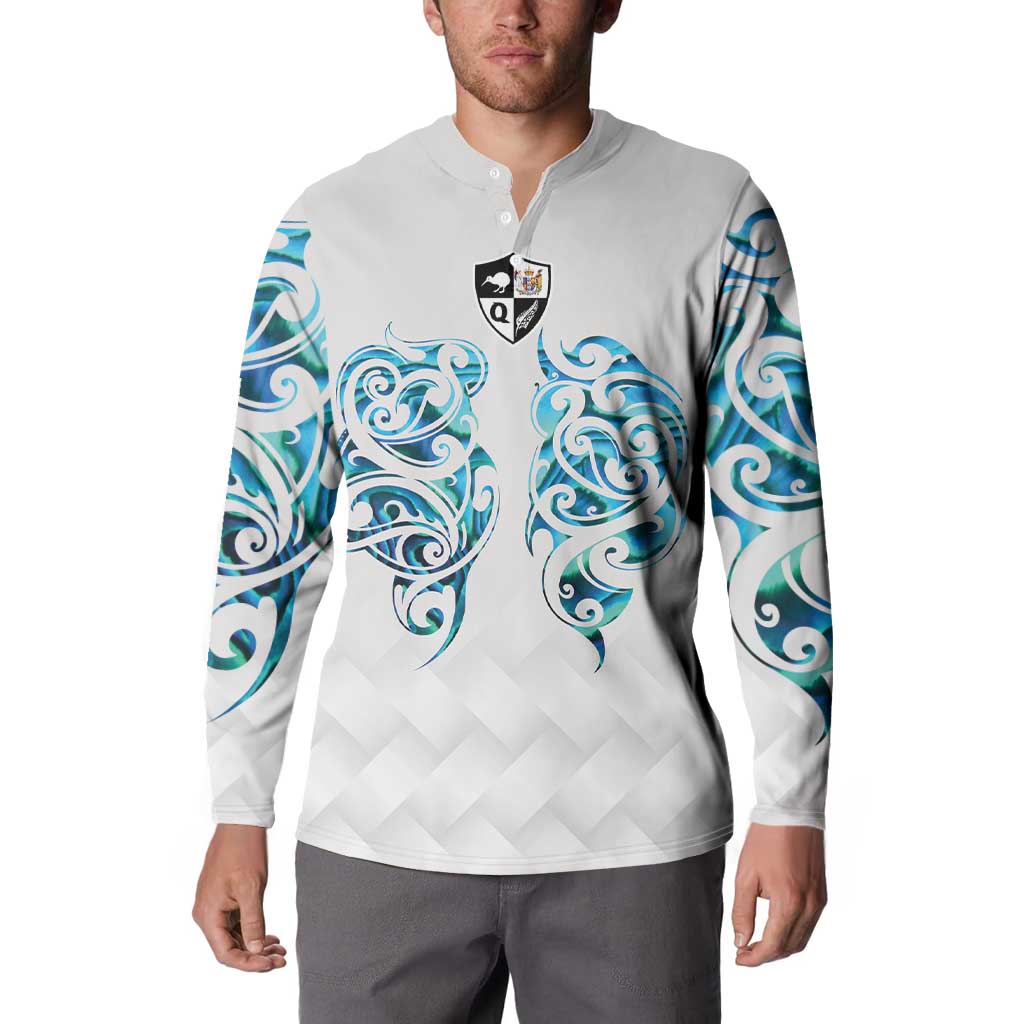 Queensland Maori Kiwi Personalised Button Sweatshirt Ma Kakariki Papua Shell Maori Tribal Tattoo LT9 - Polynesian Pride