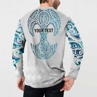Queensland Maori Kiwi Personalised Button Sweatshirt Ma Kakariki Papua Shell Maori Tribal Tattoo LT9 - Polynesian Pride