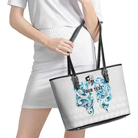 Queensland Maori Kiwi Personalised Leather Tote Bag Ma Kakariki Papua Shell Maori Tribal Tattoo