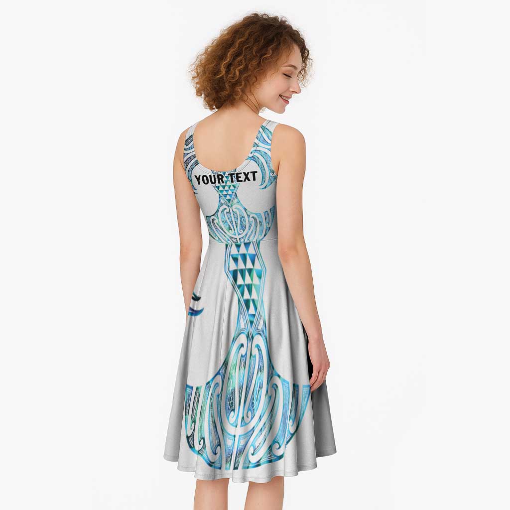 Queensland Maori Kiwi Personalised Midi Dress Ma Kakariki Papua Shell Maori Tribal Tattoo - Polynesian Pride