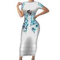 Queensland Maori Kiwi Personalised Short Sleeve Bodycon Dress Ma Kakariki Papua Shell Maori Tribal Tattoo