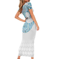 Queensland Maori Kiwi Personalised Short Sleeve Bodycon Dress Ma Kakariki Papua Shell Maori Tribal Tattoo