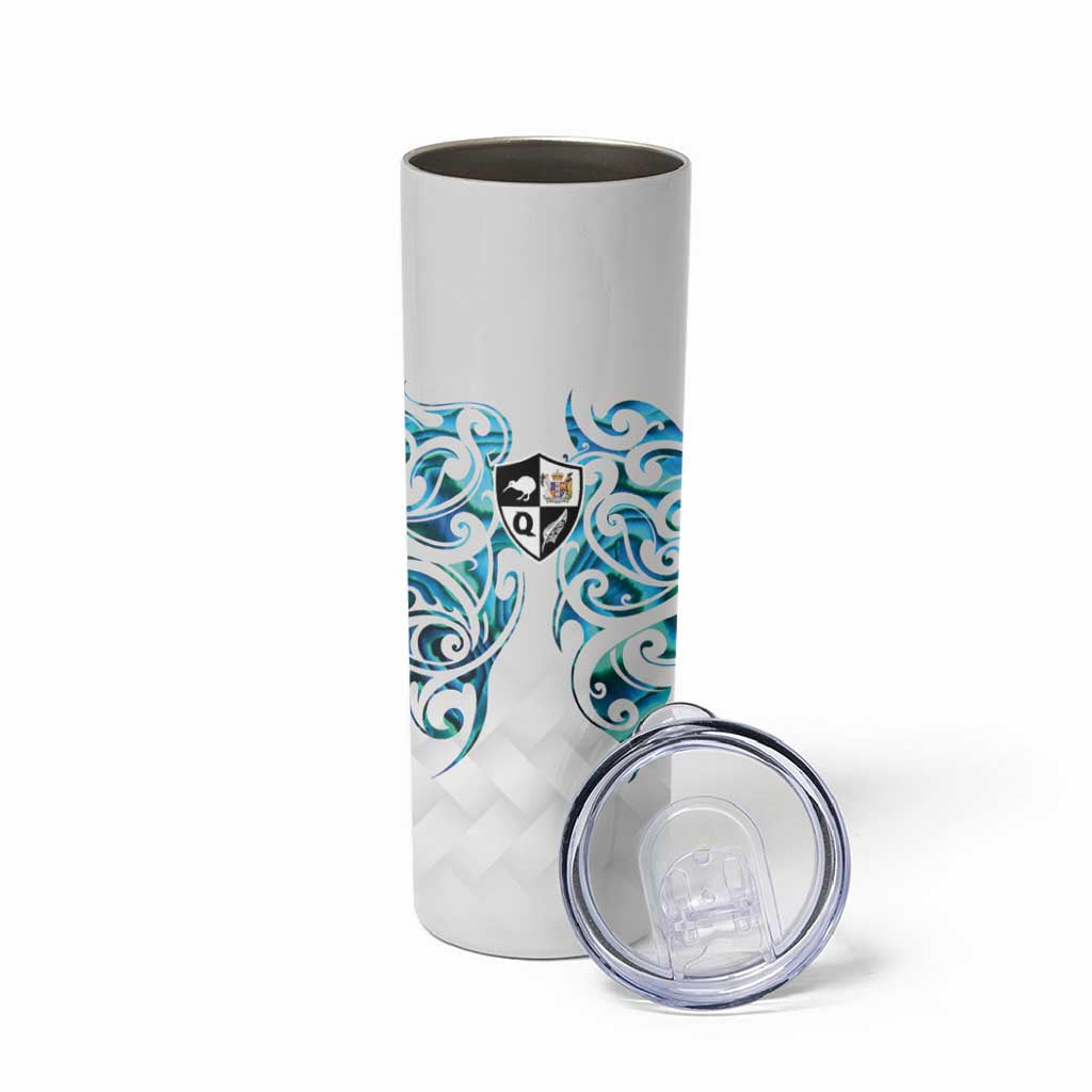 Queensland Maori Kiwi Personalised Skinny Tumbler Ma Kakariki Papua Shell Maori Tribal Tattoo
