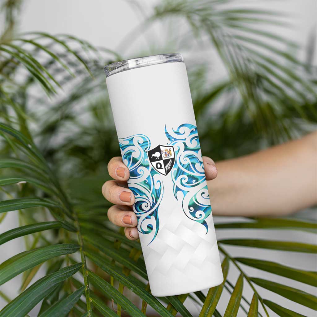 Queensland Maori Kiwi Personalised Skinny Tumbler Ma Kakariki Papua Shell Maori Tribal Tattoo