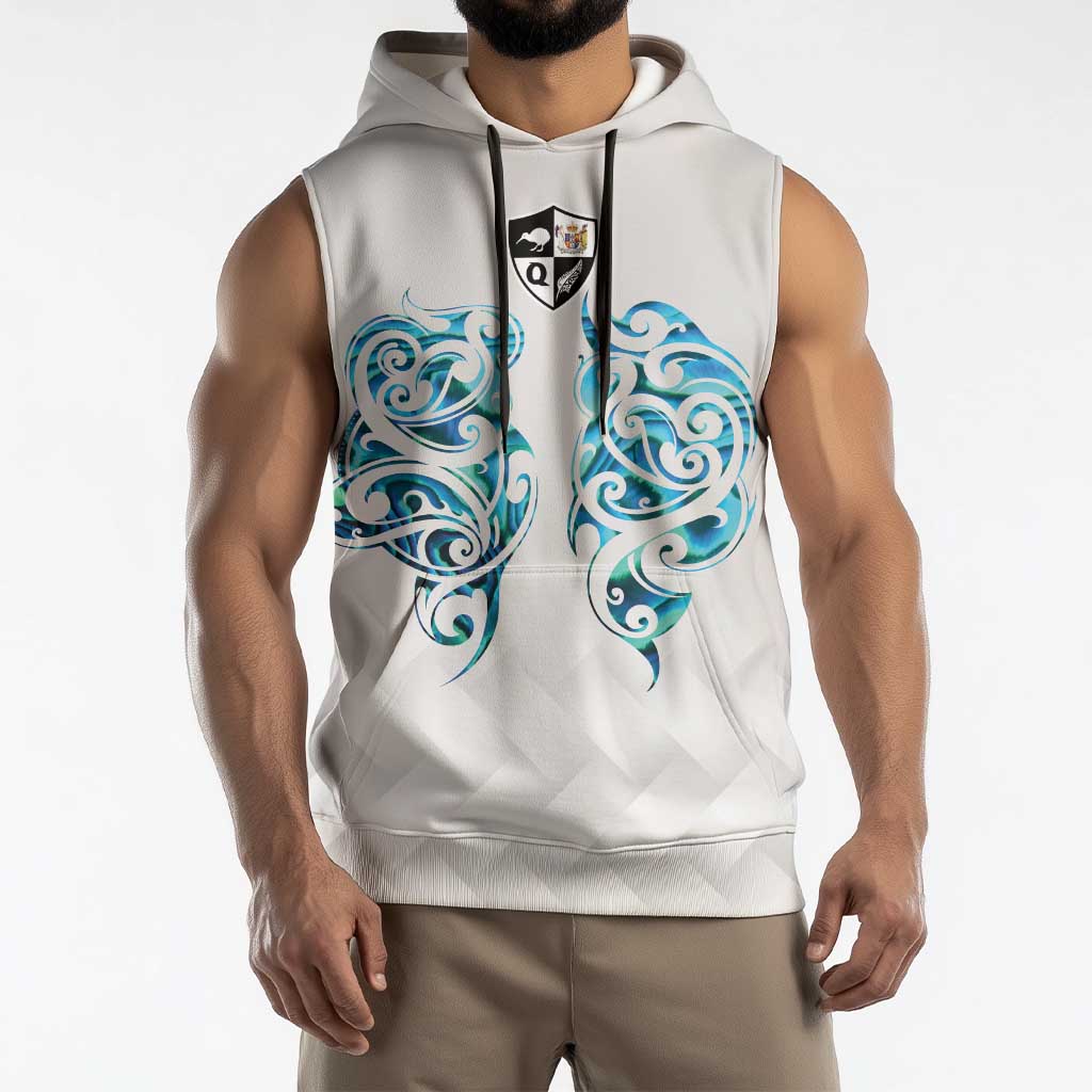 Queensland Maori Kiwi Personalised Sleeveless Hoodie Ma Kakariki Papua Shell Maori Tribal Tattoo - Polynesian Pride