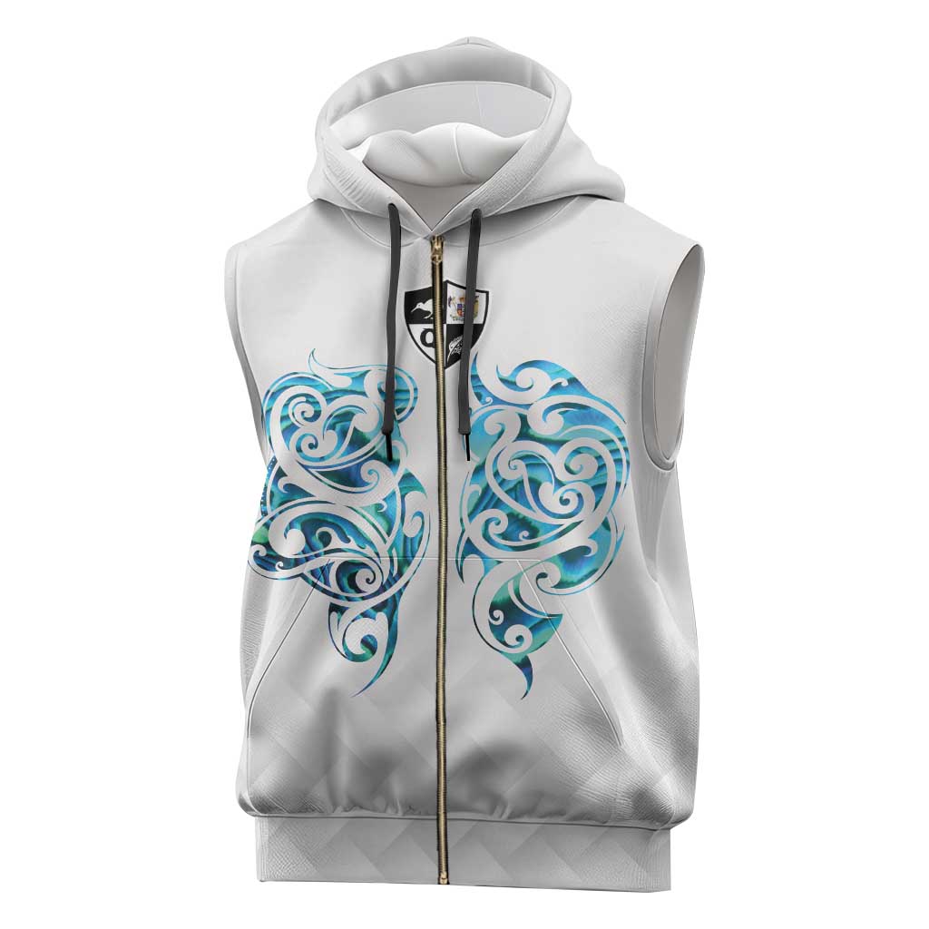 Queensland Maori Kiwi Personalised Sleeveless Zip Hoodie Ma Kakariki Papua Shell Maori Tribal Tattoo - Polynesian Pride