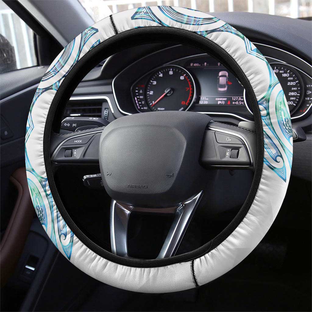 Queensland Maori Kiwi Steering Wheel Cover Ma Kakariki Papua Shell Maori Tribal Tattoo LT9 - Polynesian Pride