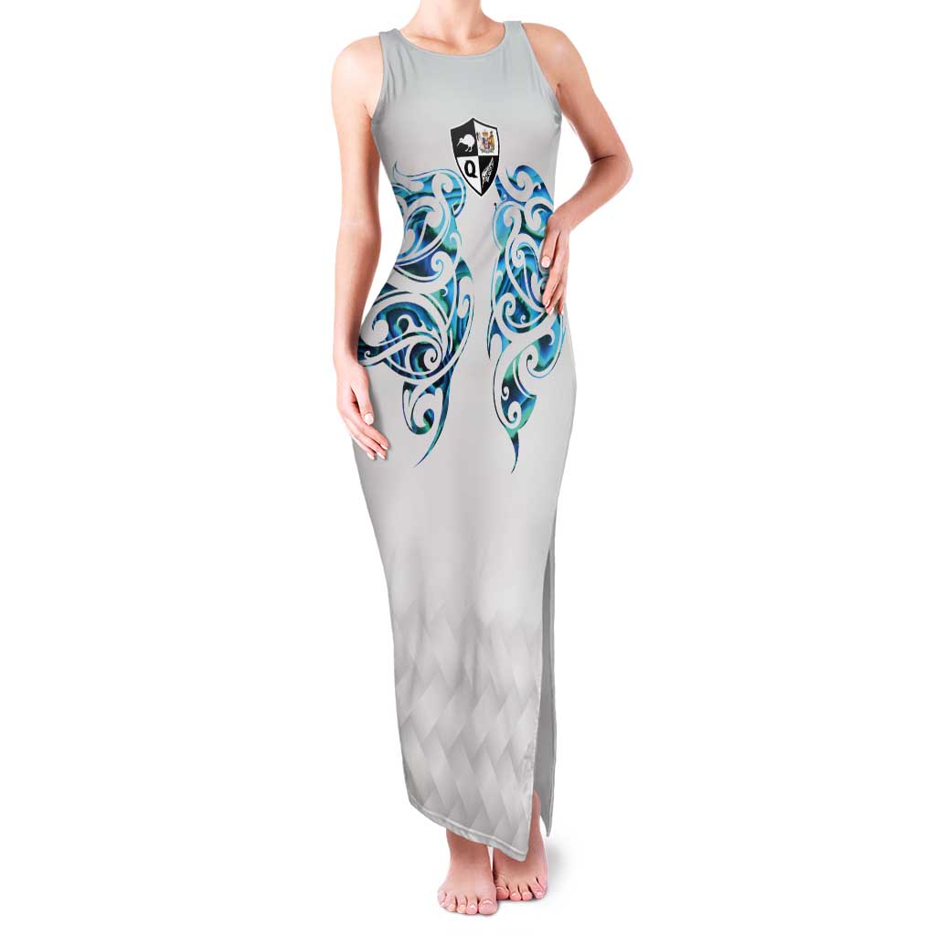 Queensland Maori Kiwi Personalised Tank Maxi Dress Ma Kakariki Papua Shell Maori Tribal Tattoo LT9 Women White - Polynesian Pride