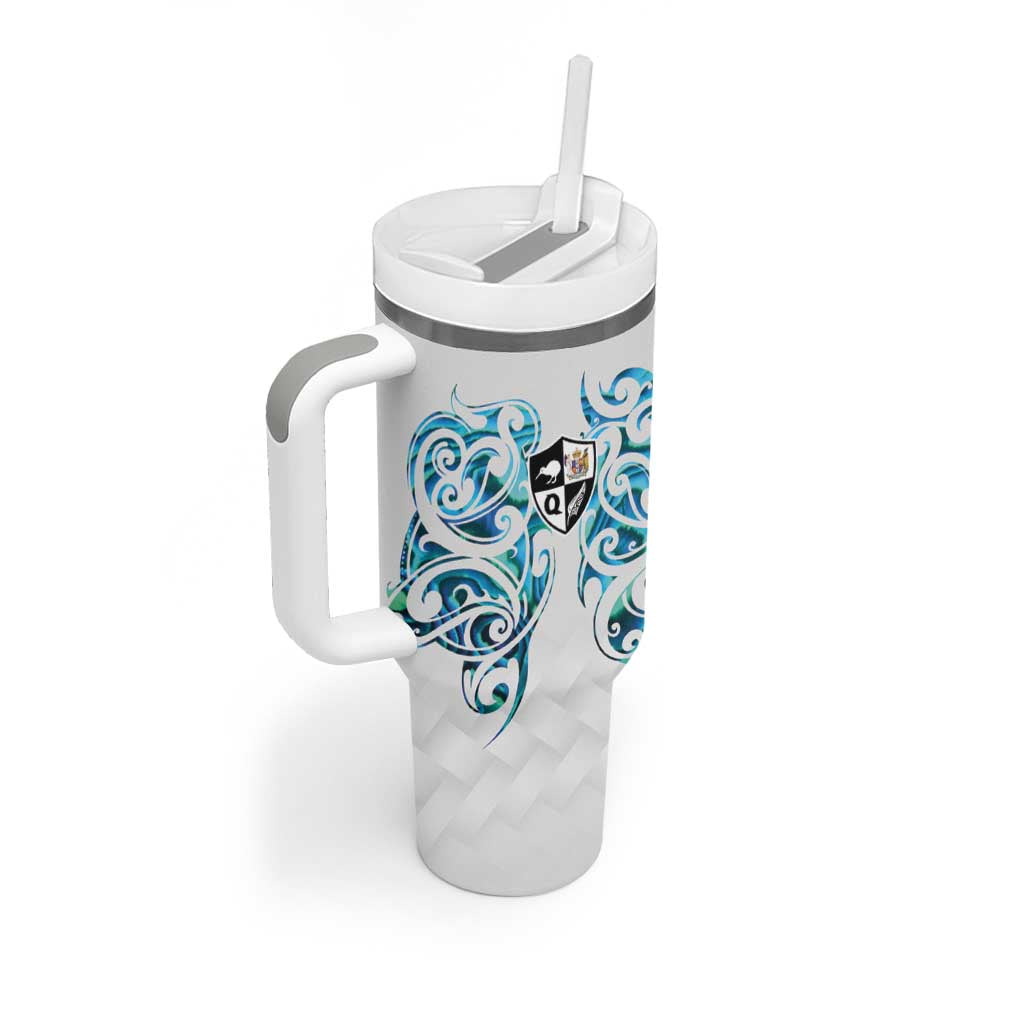 Queensland Maori Kiwi Personalised Tumbler With Handle Ma Kakariki Papua Shell Maori Tribal Tattoo