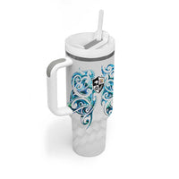 Queensland Maori Kiwi Personalised Tumbler With Handle Ma Kakariki Papua Shell Maori Tribal Tattoo