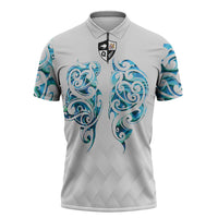 Queensland Maori Kiwi Personalised Zipper Polo Shirt Ma Kakariki Papua Shell Maori Tribal Tattoo - Polynesian Pride