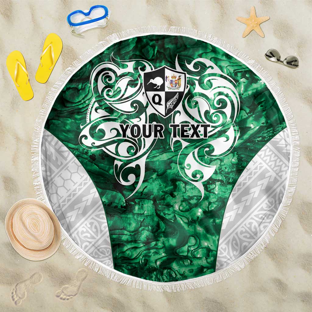 Queensland Maori Kiwi Personalised Beach Blanket Kikirangi Papua Shell Maori Tribal Tattoo LT9 One Size 150cm Green - Polynesian Pride