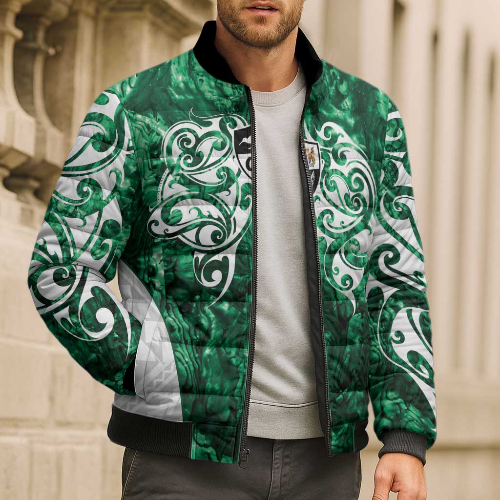 Queensland Maori Kiwi Personalised Bomber Puffer Jacket Kikirangi Papua Shell Maori Tribal Tattoo - Polynesian Pride