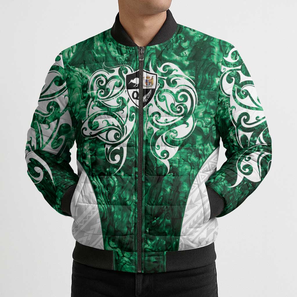 Queensland Maori Kiwi Personalised Bomber Puffer Jacket Kikirangi Papua Shell Maori Tribal Tattoo - Polynesian Pride