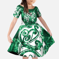Queensland Maori Kiwi Personalised Family Matching Long Sleeve Bodycon Dress and Hawaiian Shirt Kikirangi Papua Shell Maori Tribal Tattoo