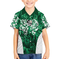 Queensland Maori Kiwi Personalised Family Matching Long Sleeve Bodycon Dress and Hawaiian Shirt Kikirangi Papua Shell Maori Tribal Tattoo