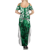 Queensland Maori Kiwi Personalised Family Matching Summer Maxi Dress and Hawaiian Shirt Kikirangi Papua Shell Maori Tribal Tattoo