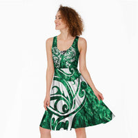 Queensland Maori Kiwi Personalised Midi Dress Kikirangi Papua Shell Maori Tribal Tattoo - Polynesian Pride