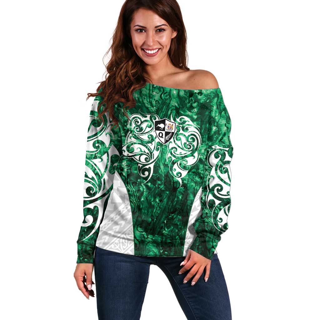 Queensland Maori Kiwi Personalised Off Shoulder Sweater Kikirangi Papua Shell Maori Tribal Tattoo