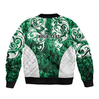 Queensland Maori Kiwi Personalised Sleeve Zip Bomber Jacket Kikirangi Papua Shell Maori Tribal Tattoo