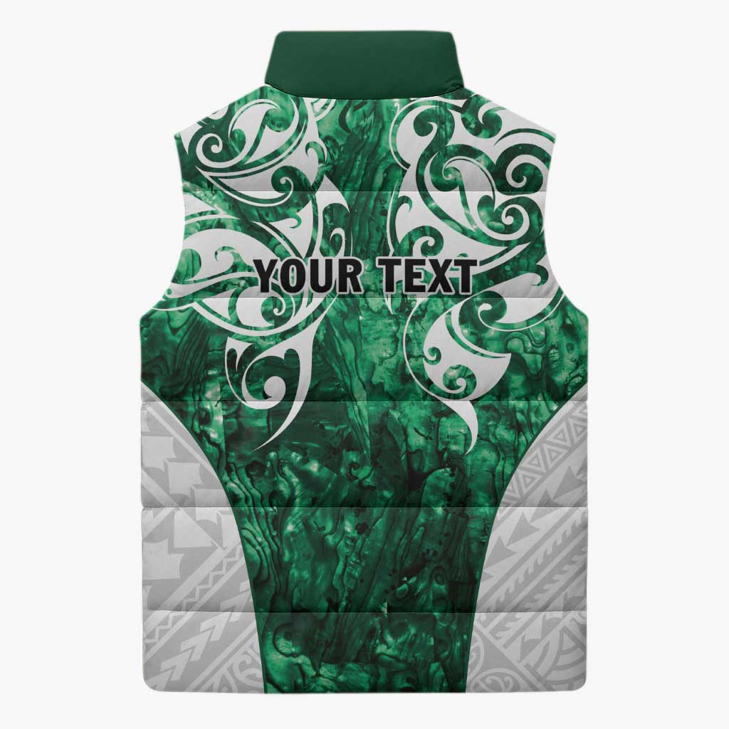 Queensland Maori Kiwi Personalised Sleeveless Puffer Jacket Kikirangi Papua Shell Maori Tribal Tattoo - Polynesian Pride