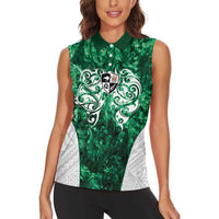 Queensland Maori Kiwi Personalised Women Sleeveless Polo Shirt Kikirangi Papua Shell Maori Tribal Tattoo