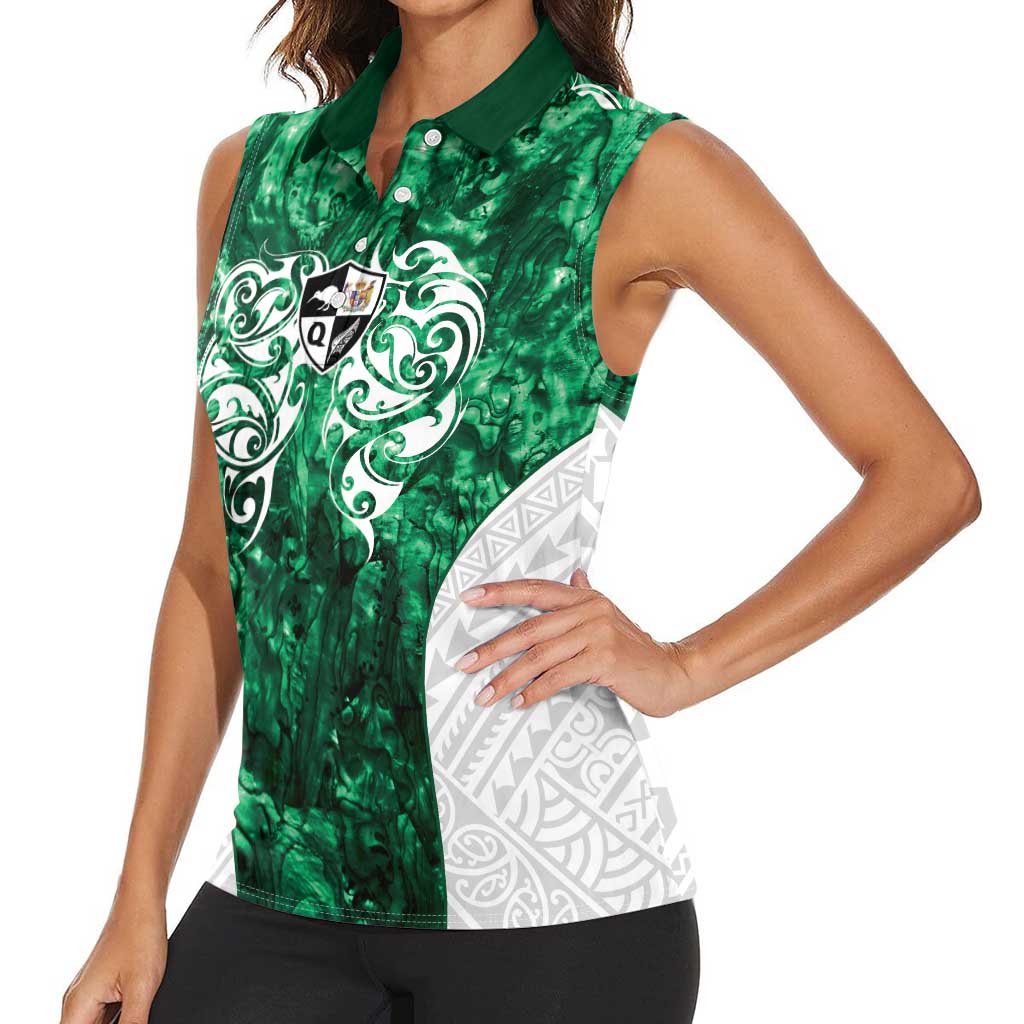 Queensland Maori Kiwi Personalised Women Sleeveless Polo Shirt Kikirangi Papua Shell Maori Tribal Tattoo