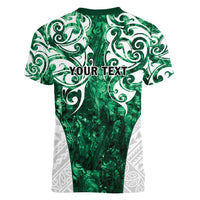 Queensland Maori Kiwi Personalised Women V-Neck T-Shirt Kikirangi Papua Shell Maori Tribal Tattoo