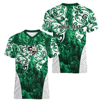 Queensland Maori Kiwi Personalised Women V-Neck T-Shirt Kikirangi Papua Shell Maori Tribal Tattoo