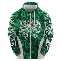 Queensland Maori Kiwi Personalised Zip Hoodie Kikirangi Papua Shell Maori Tribal Tattoo