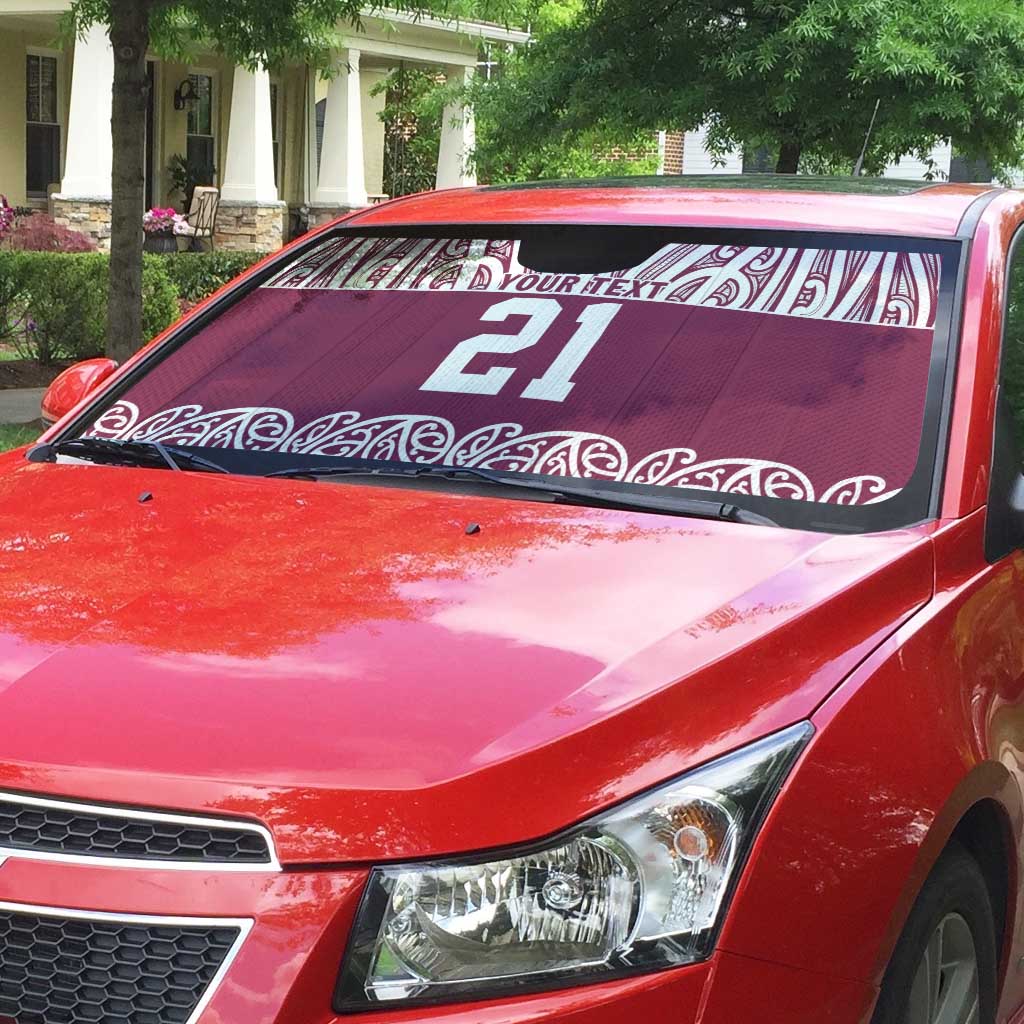 Queensland Maori Nga Hau E Wha Custom Auto Sun Shade Polynesian Maori Tribal Pattern - Polynesian Pride