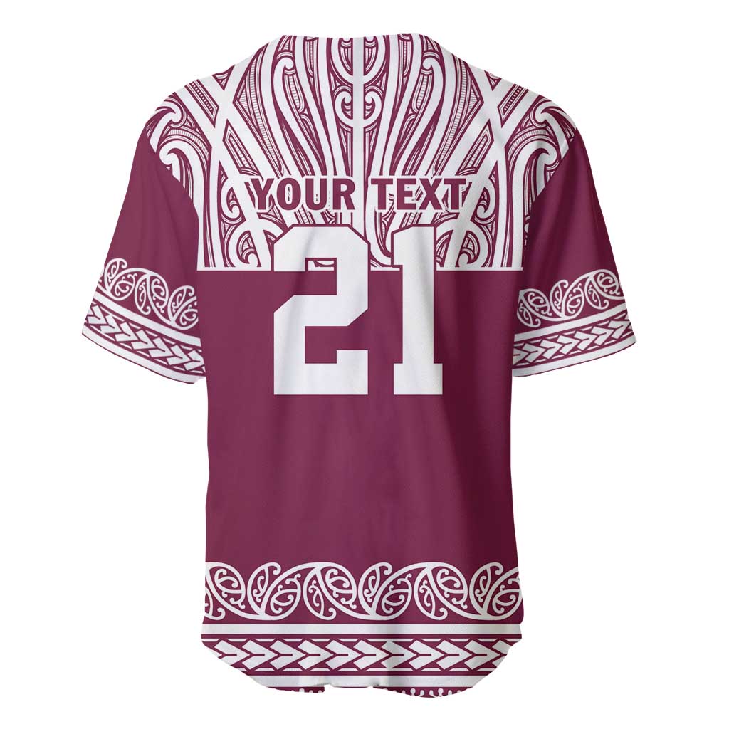 Queensland Maori Nga Hau E Wha Custom Baseball Jersey Polynesian Maori Tribal Pattern