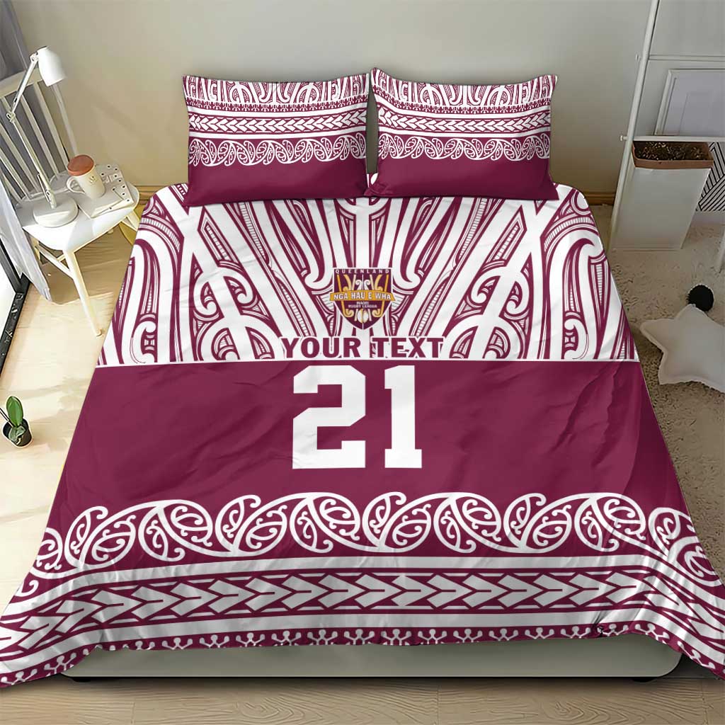 Queensland Maori Nga Hau E Wha Custom Bedding Set Polynesian Maori Tribal Pattern