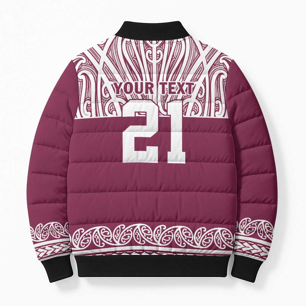 Queensland Maori Nga Hau E Wha Custom Bomber Puffer Jacket Polynesian Maori Tribal Pattern - Polynesian Pride