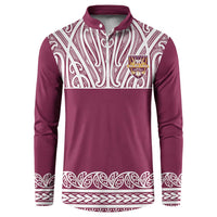 Queensland Maori Nga Hau E Wha Custom Button Sweatshirt Polynesian Maori Tribal Pattern LT9 Maroon - Polynesian Pride