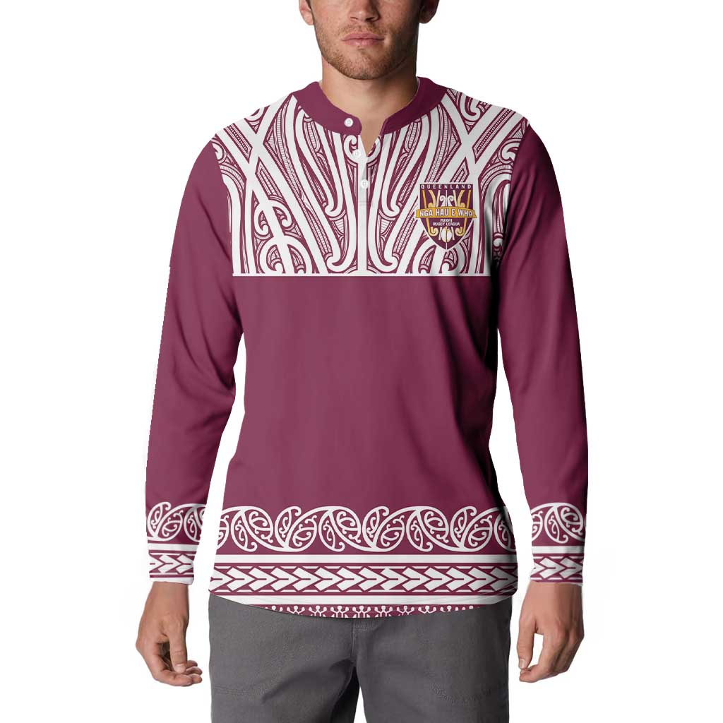 Queensland Maori Nga Hau E Wha Custom Button Sweatshirt Polynesian Maori Tribal Pattern LT9 - Polynesian Pride
