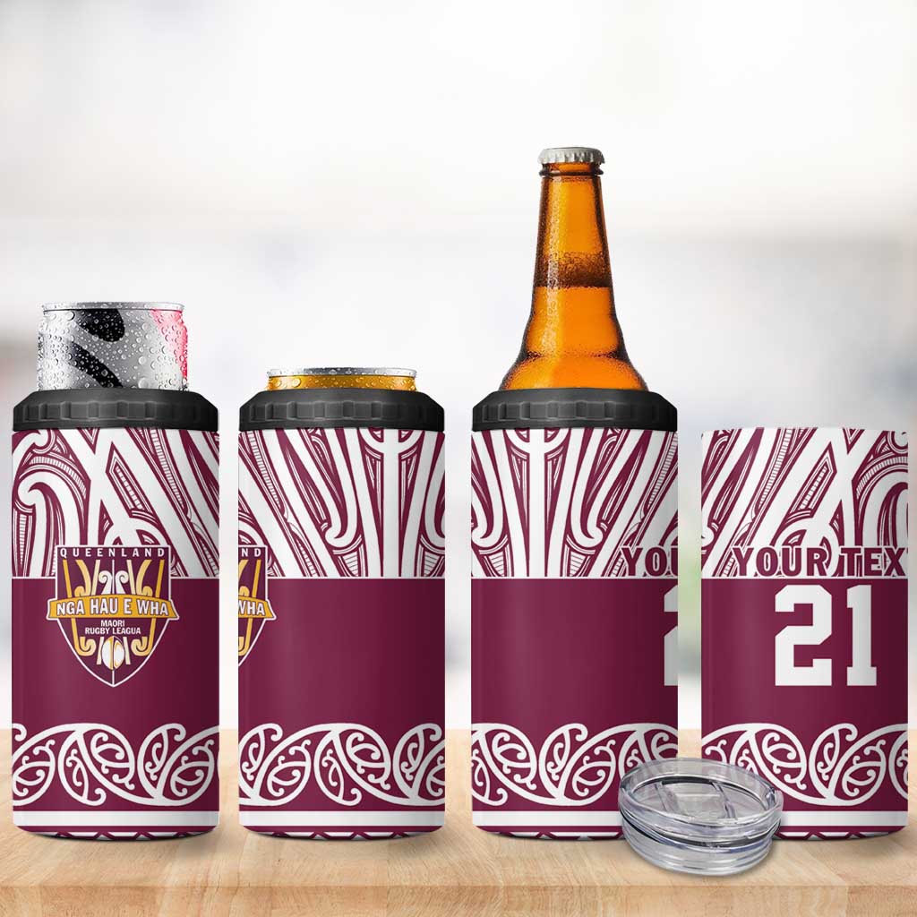 Queensland Maori Nga Hau E Wha Custom 4 in 1 Can Cooler Tumbler Polynesian Maori Tribal Pattern LT9 - Polynesian Pride