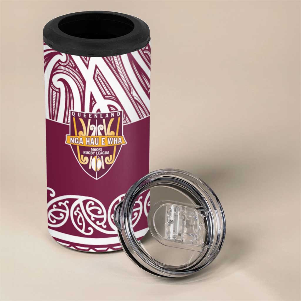 Queensland Maori Nga Hau E Wha Custom 4 in 1 Can Cooler Tumbler Polynesian Maori Tribal Pattern LT9 - Polynesian Pride