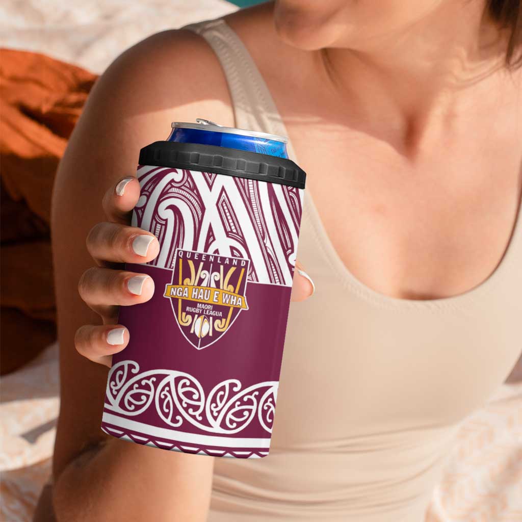 Queensland Maori Nga Hau E Wha Custom 4 in 1 Can Cooler Tumbler Polynesian Maori Tribal Pattern LT9 - Polynesian Pride