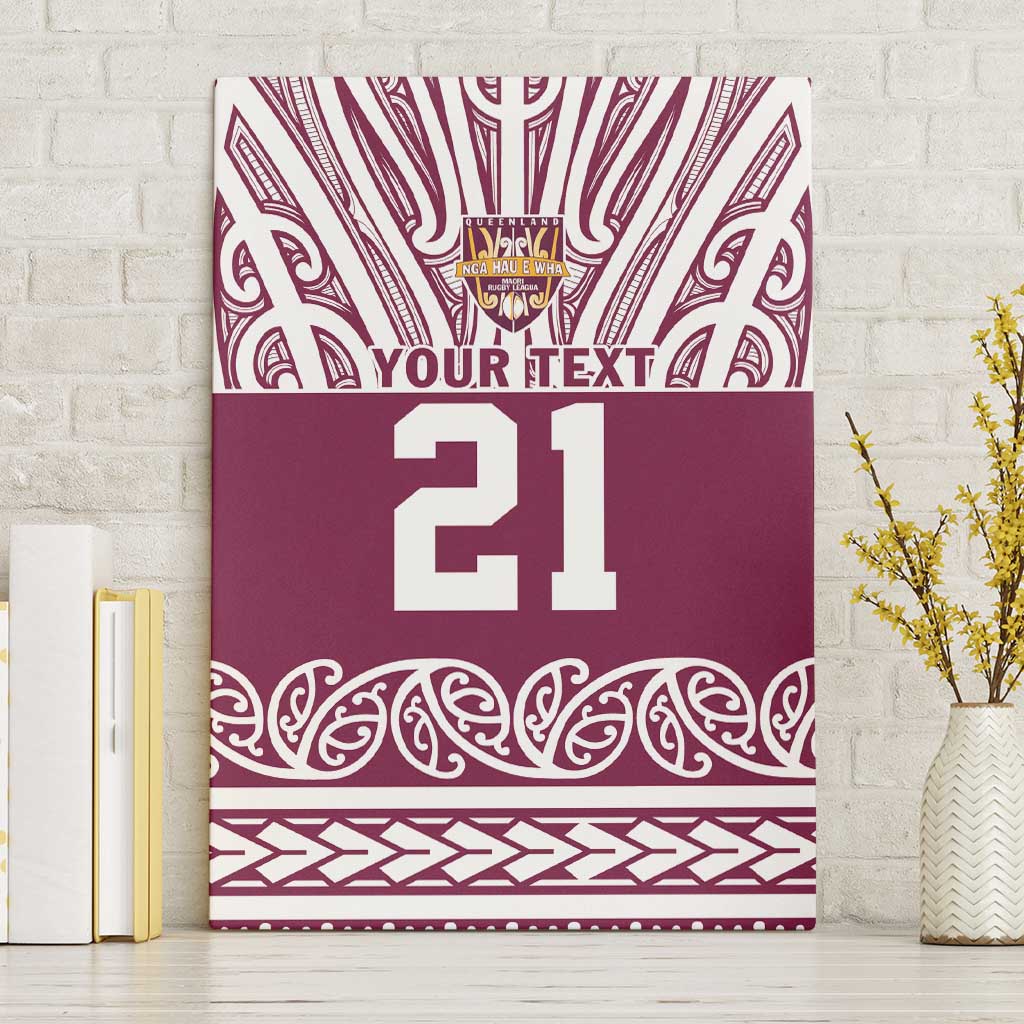 Queensland Maori Nga Hau E Wha Custom Canvas Wall Art Polynesian Maori Tribal Pattern LT9 Without Frame Maroon - Polynesian Pride