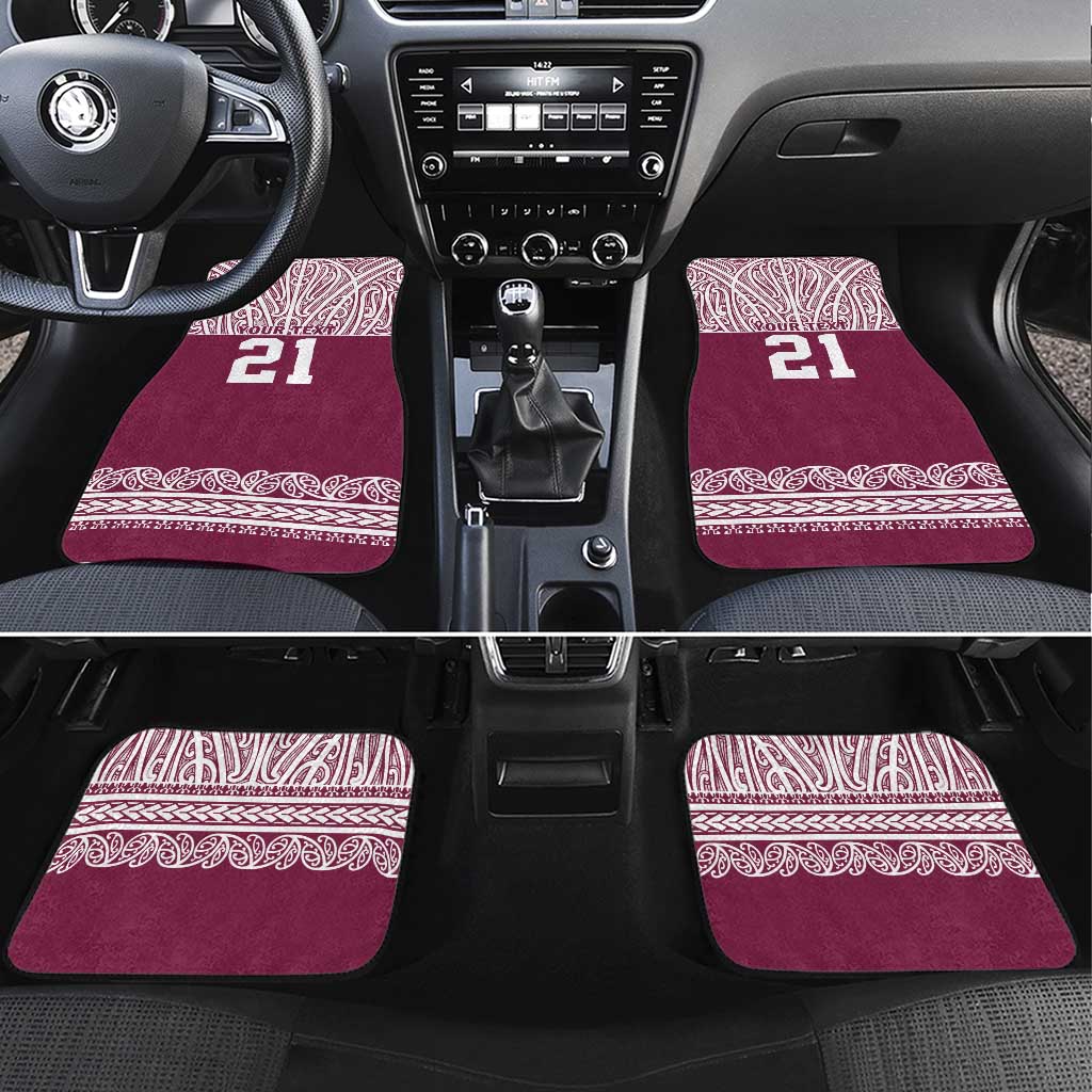 Queensland Maori Nga Hau E Wha Custom Car Mats Polynesian Maori Tribal Pattern LT9 Set 4pcs Maroon - Polynesian Pride