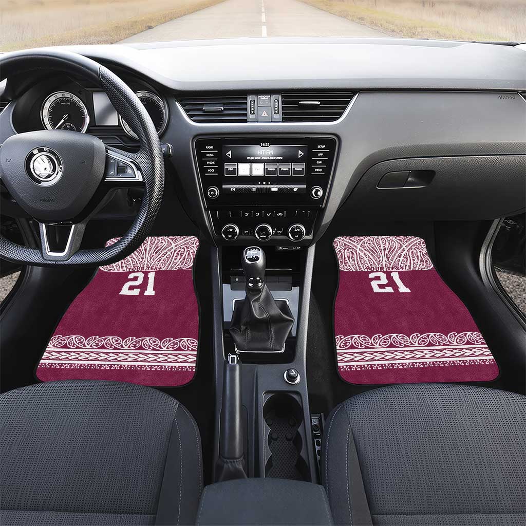 Queensland Maori Nga Hau E Wha Custom Car Mats Polynesian Maori Tribal Pattern LT9 Set 2pcs - Front Maroon - Polynesian Pride