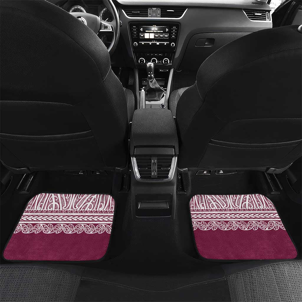 Queensland Maori Nga Hau E Wha Custom Car Mats Polynesian Maori Tribal Pattern LT9 Set 2pcs - Back Maroon - Polynesian Pride
