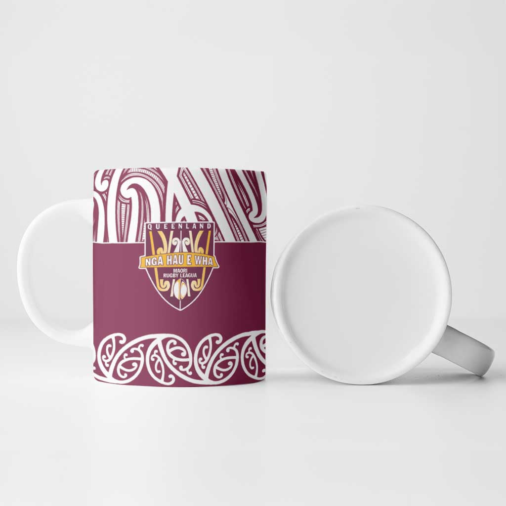 Queensland Maori Nga Hau E Wha Custom Ceramic Mug Polynesian Maori Tribal Pattern - Polynesian Pride