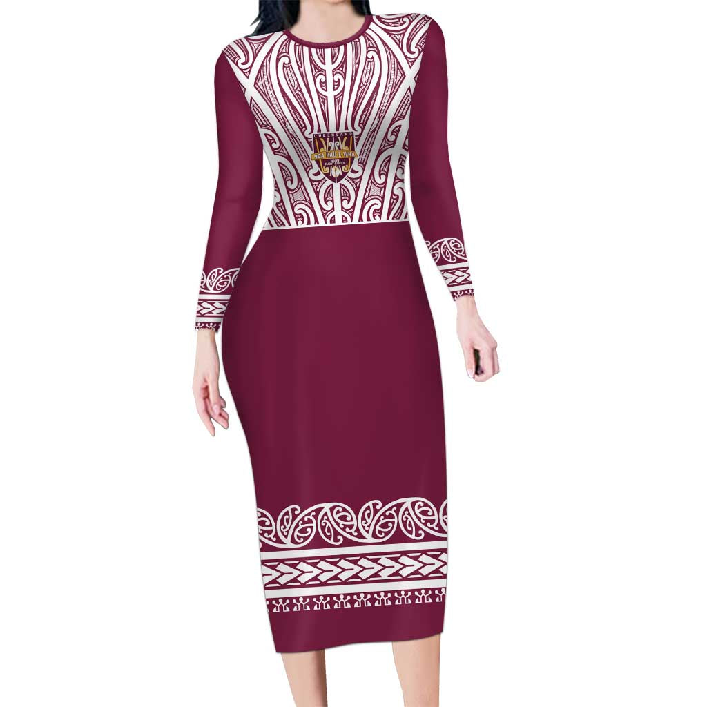 Queensland Maori Nga Hau E Wha Custom Family Matching Long Sleeve Bodycon Dress and Hawaiian Shirt Polynesian Maori Tribal Pattern